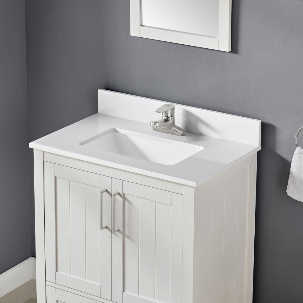 Ove Decors Kansas 18" Single Sink Vanity With Countertop, White, 30 in.