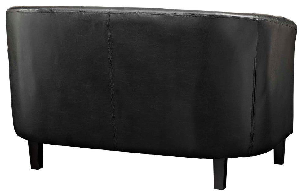 Prospect Upholstered Vinyl Loveseat and Armchair Set - Black
