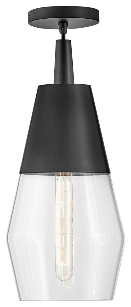 Lark 83397 Livie 1 Light 8"W Mini Pendant / Semi-Flush Ceiling - Black