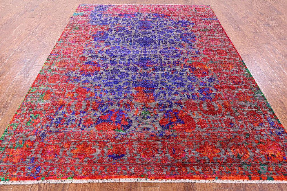 Hand Knotted Wool & Silk Persian Rug 8' 0" X 10' 3" - Q13496