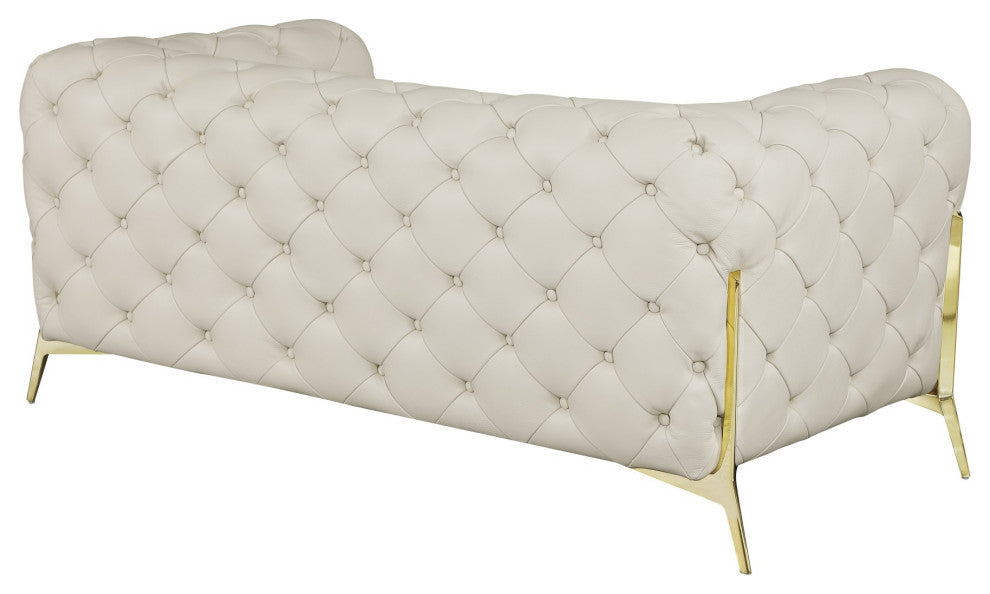 Angelica Italian Leather Loveseat, Beige