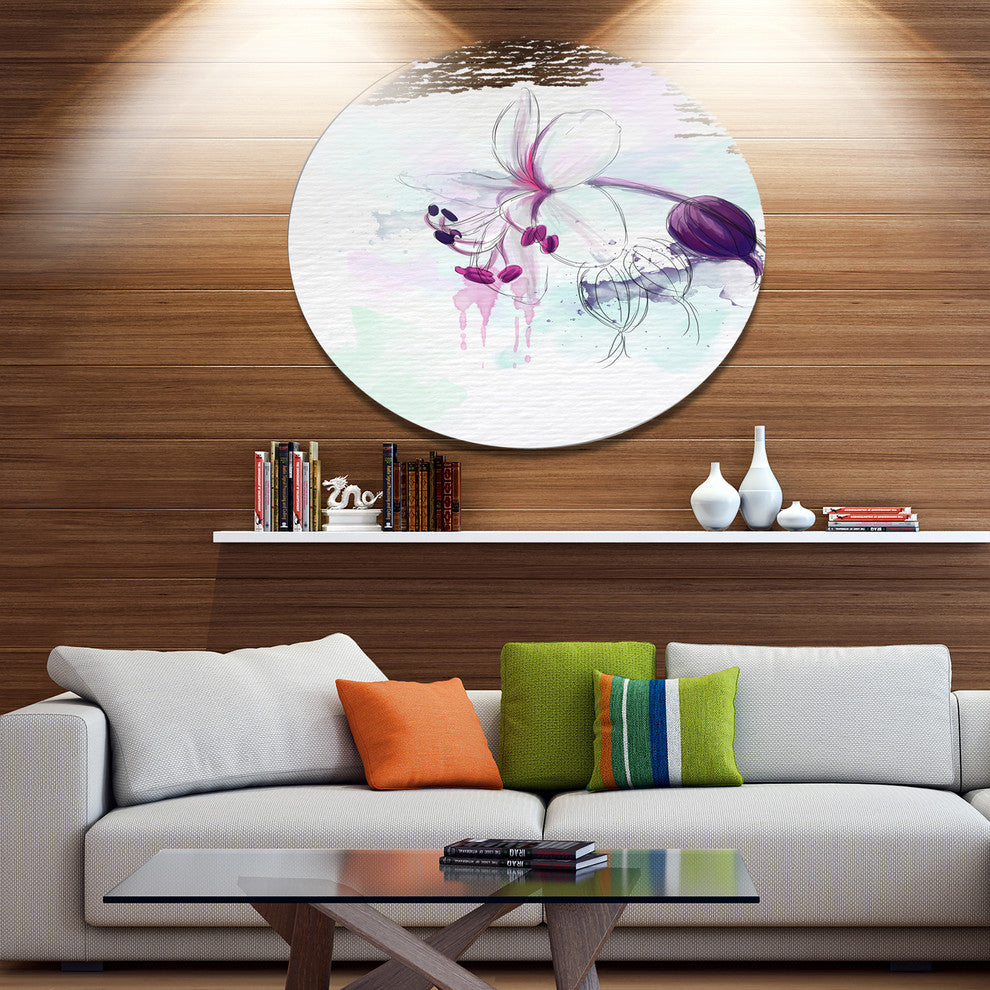 Beautiful Purple Flower With Splashes, Floral Disc Metal Wall Art, 36"