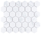 Carrione 2" Hex Matte Carrara Porcelain Floor and Wall Tile