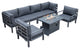 LeisureMod HSFBL-7BL Hamilton 7-Pcs Conversation Set Fire Pit Table&Cushions