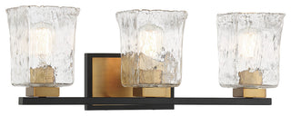 Sidney 3-Light Bathroom Vanity Light, Matte Black With Warm Brass Accents