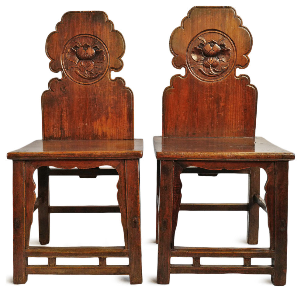 Consigned Antique Chinese Wood Lotus Chair