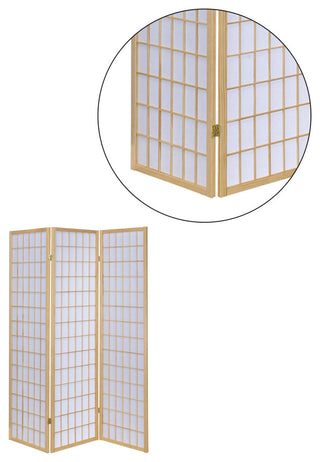 3-Panel Folding Screen, Natural and White