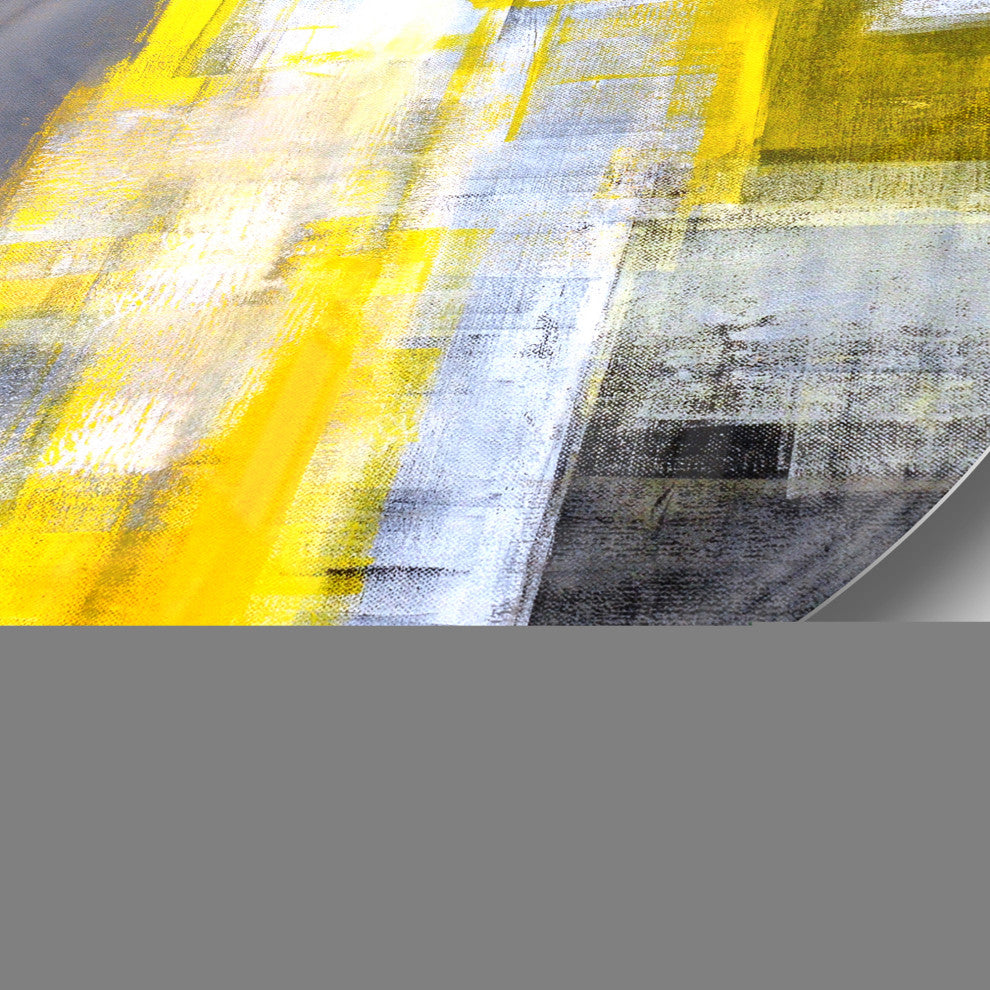 Gray and Yellow Blur Abstract Abstract Glossy Circle Metal Wall Art 36"