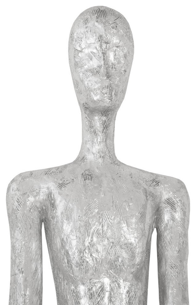 Skinny Male Wall Art, Resin, Silver Leaf