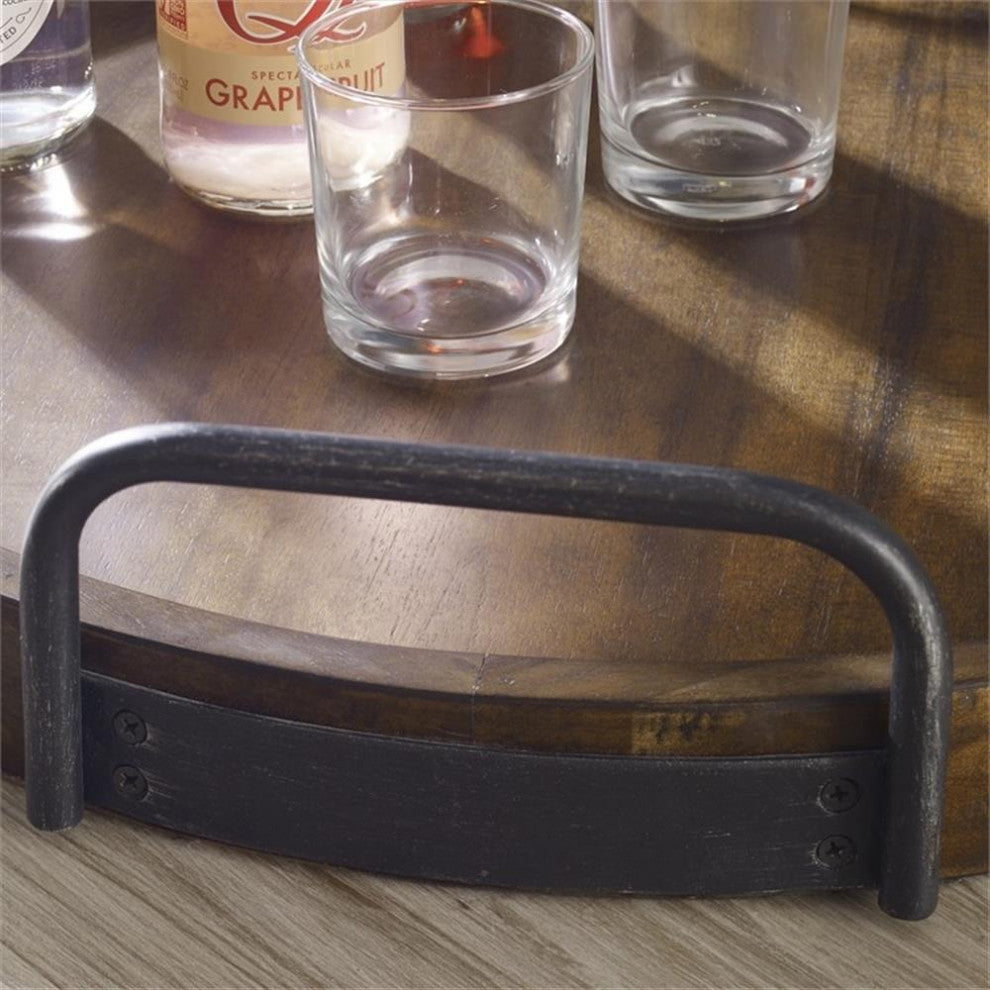 Uttermost Reine Coastal MDF Wood and Metal Serving Tray in Brown/Gray