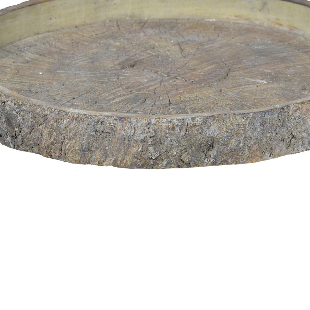 Benzara BM200905 Decorative Cemented Log Plate With Distressed Details, Gray