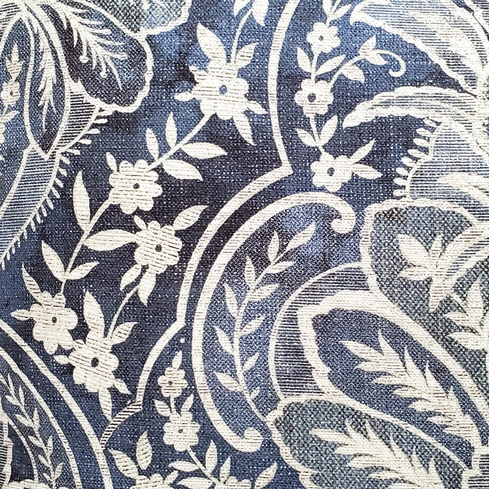 Leone Damask Denim Blue Throw Pillow 21x21, with Polyfill Insert