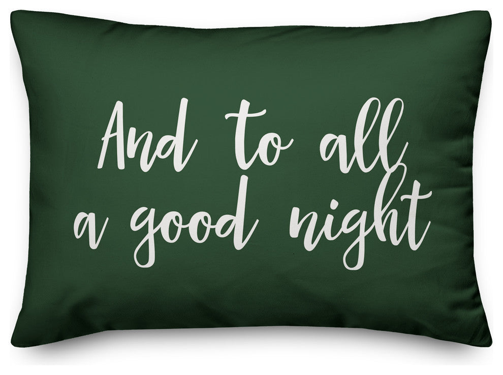 And To All A Good Night, Dark Green 14x20 Lumbar Pillow