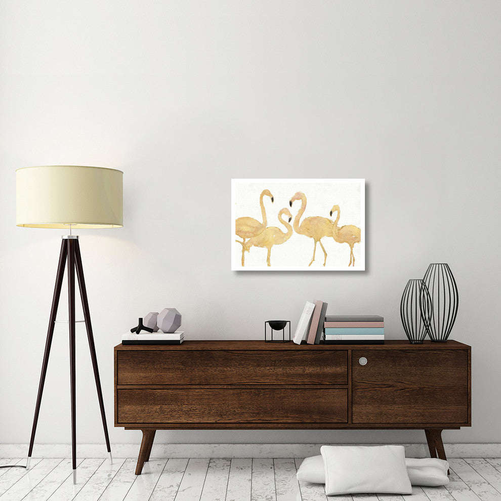 "Flamingo Fever I no Splatter Gold" Paper Print by Anne Tavoletti, 32"x22"