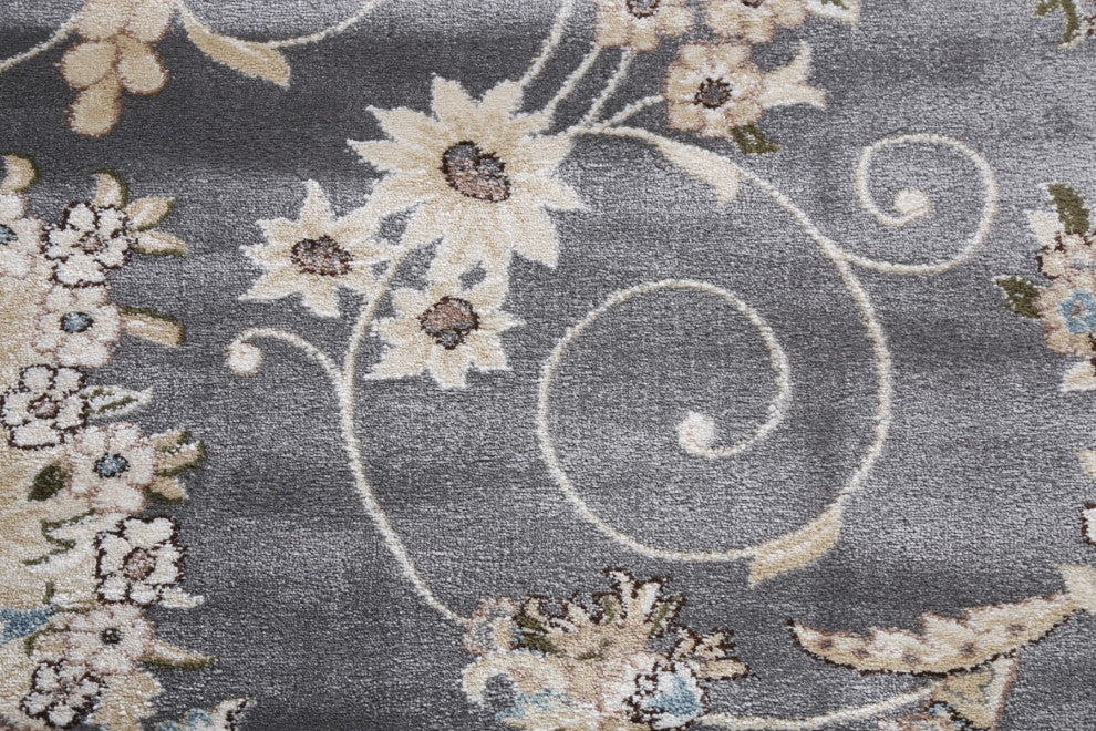 Grey Floral Medallion Transitional Turkish Rug Oriental Carpet 10x10