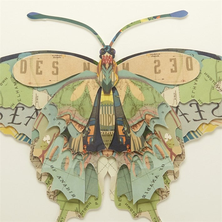 Two's Company Papillon Set of 4 Butterfly Paper Collage Wall Art