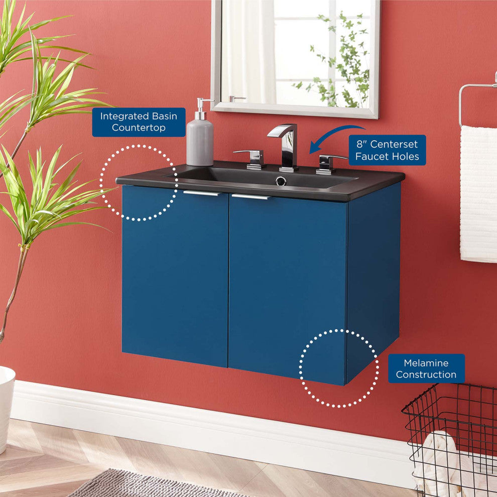 Maybelle 24" Wall-Mount Bathroom Vanity Navy Black -5370