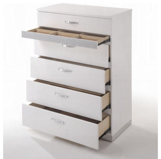 Acme Adair 5-Drawer Chest with Hidden Jewelry Drawer, White