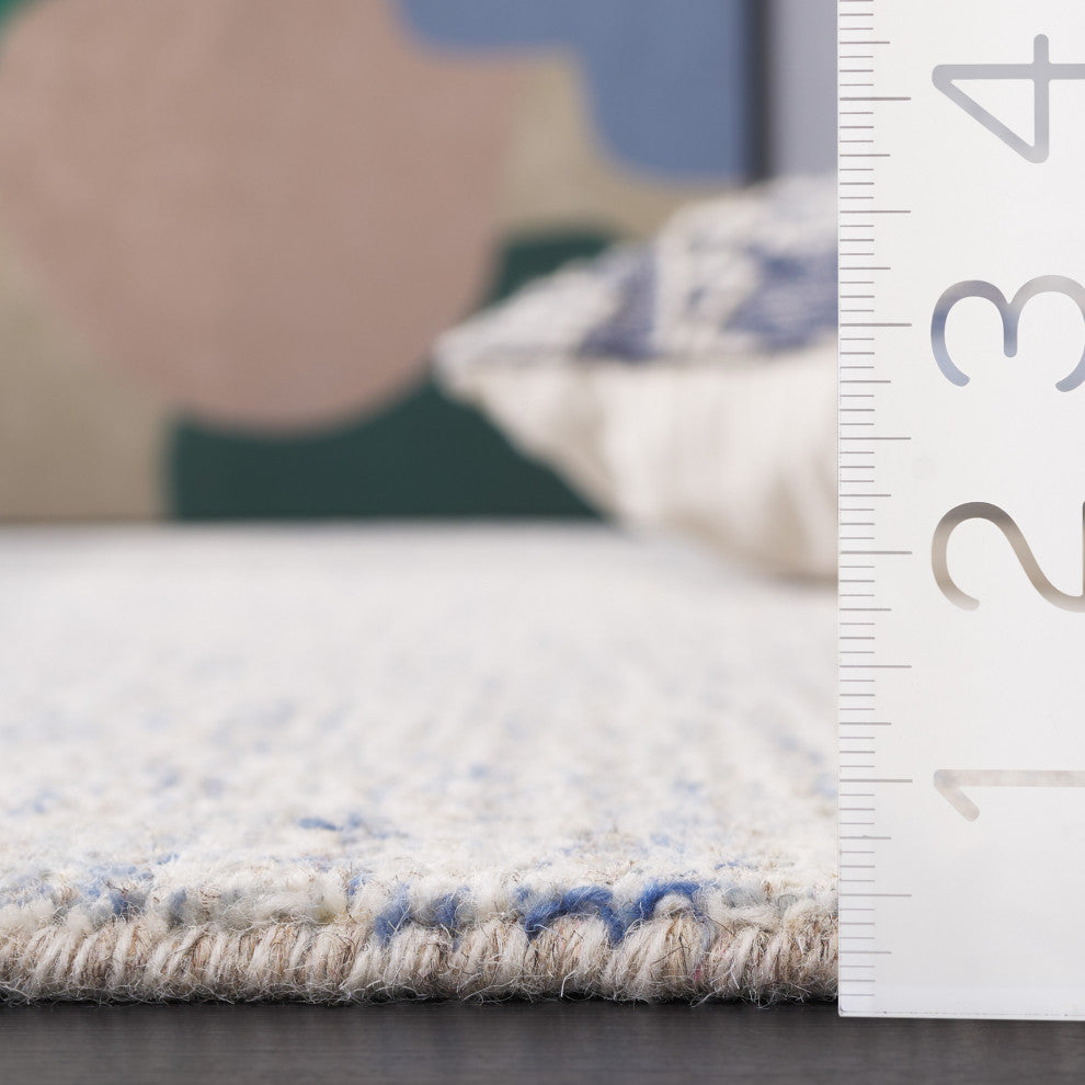 Safavieh Couture Abstract Collection, ABT471 Rug, Ivory/Blue, 4' Round