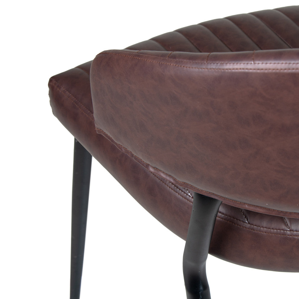 GDF Studio Curved Back Faux Leather Dining Chair, Brown/Black, Set of 2