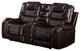 Benzara BM251081 Motion Loveseat With Leather Upholstery/Diamond Tufts, Brown