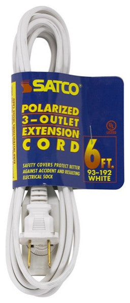 Satco 93-192 6 ft. Indoor Polarized 3-Outlet Extension Cord