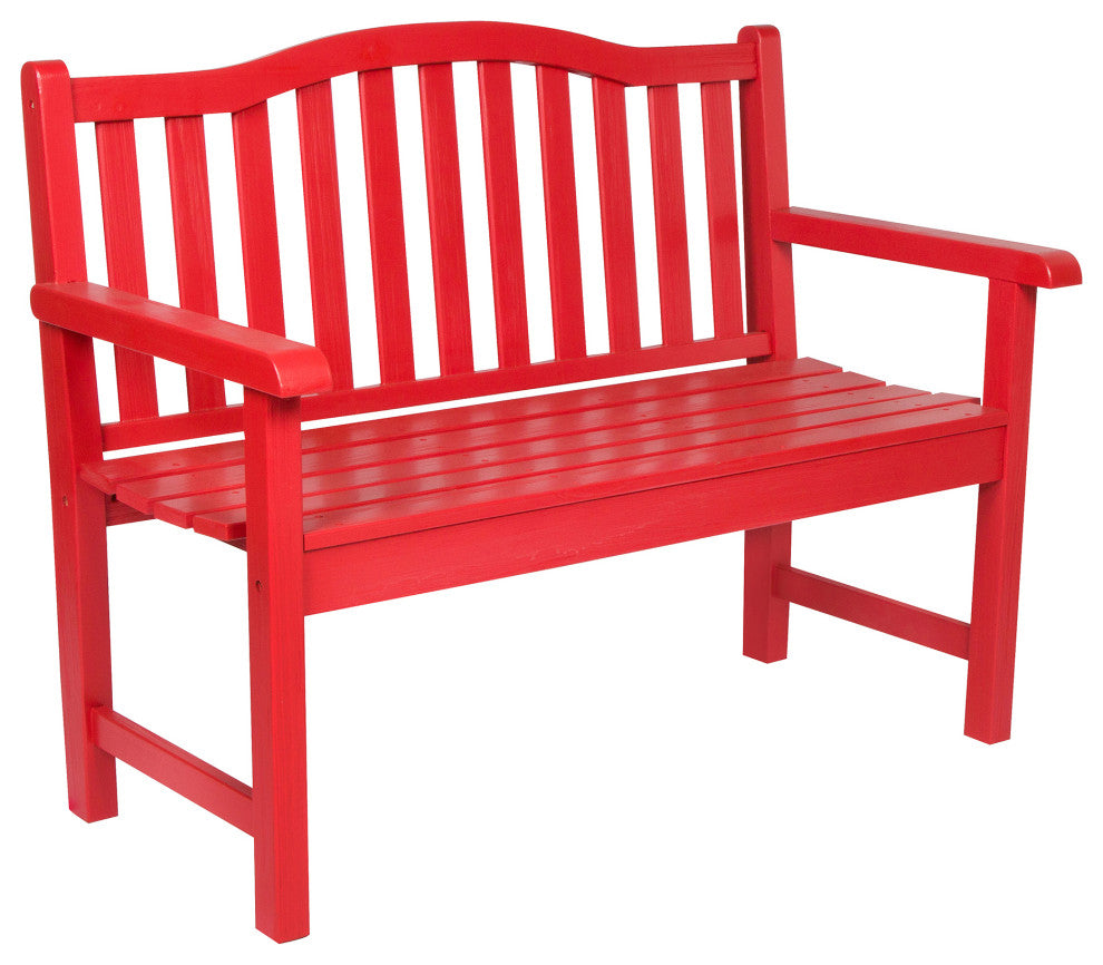 Shine Company Belfort II Garden Bench With HYDRO-TEX, Chile Red
