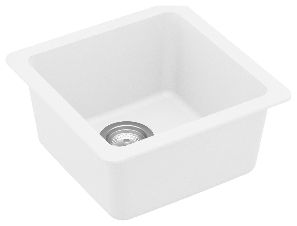 Karran Undermount Quartz Composite 17" Bar Single Bowl Sink, White