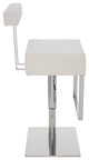 Aria Adjustable Leather Barstool, White