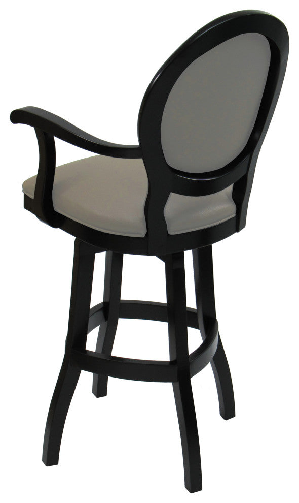 Swivel Wood Extra Tall 34" Bar Stool, 500, S-Base, Beige Leatherette Black