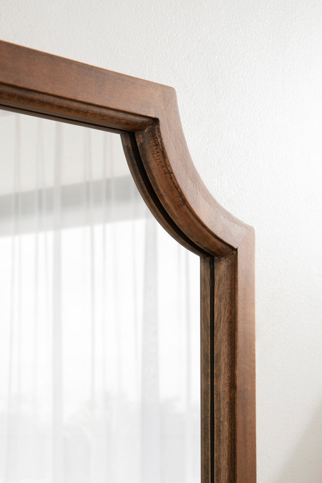 Hogan Framed Scallop Wall Mirror, Rustic Brown 16x48
