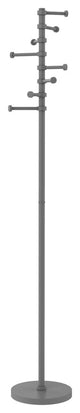 Freestanding Coat Rack with Six Pivoting Pegs, Matte Gray