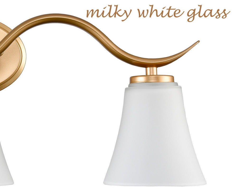 Modern Gold Bathroom Vanity Light 3-Light Milk Glass