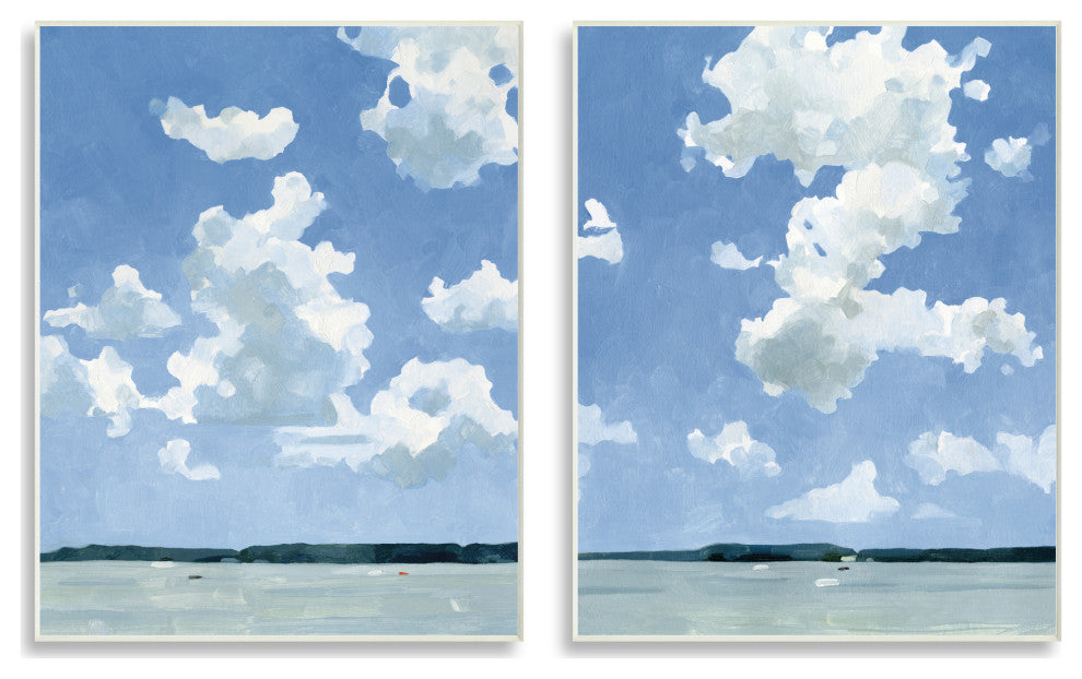 Bright Cloudy Sky Lake Water Landscape Summer Day,13 x 19