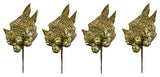 4 Pieces 9" Glitter Apple and Tea Leave Christmas Pick, Gold