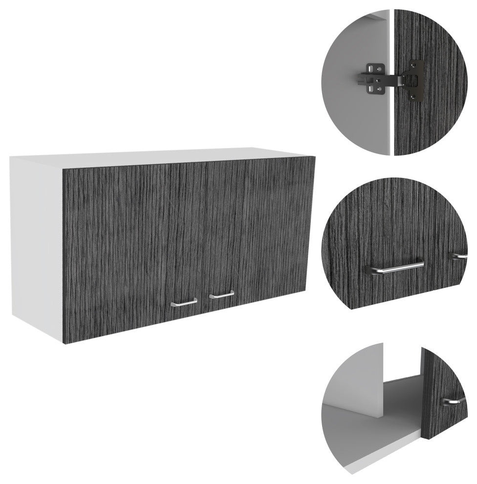 DEPOT E-SHOP Salento Double Door Wall Cabinet, White/Smokey Oak