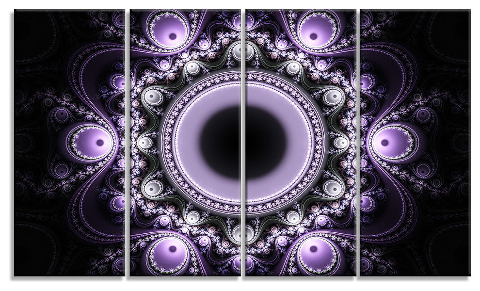 Light Purple Pattern with Circles, Abstract Canvas Art Print, 48"x28", 4 Panels