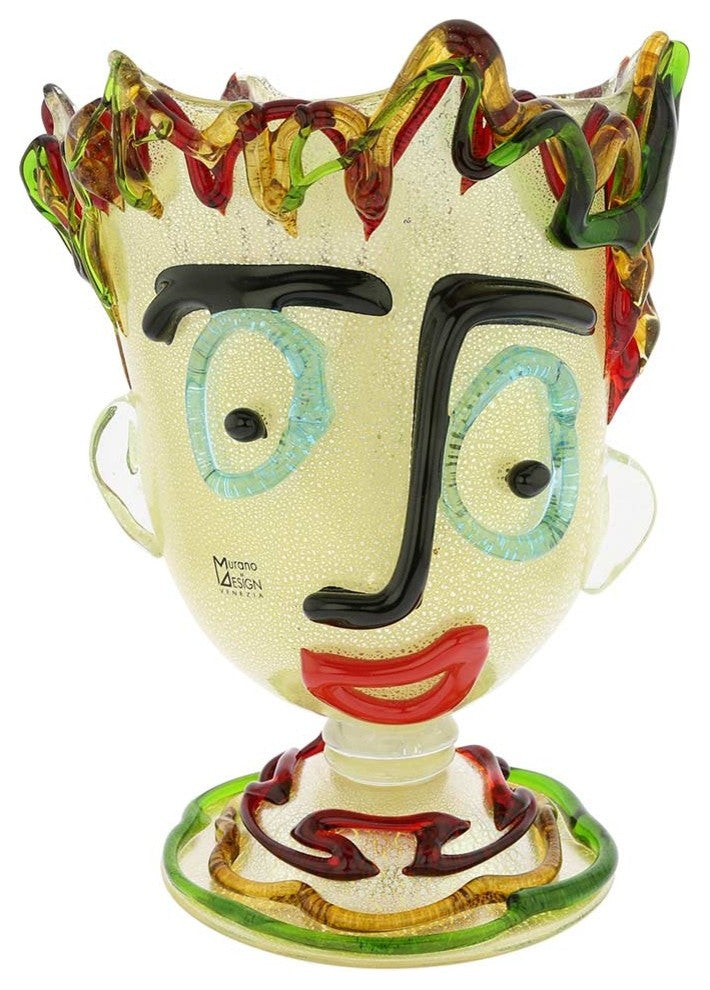 GlassOfVenice Murano Glass Picasso Head Vase - Tall