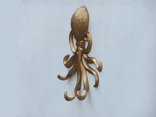 Antique Brass Wall Mounted Octopus Hooks 7"