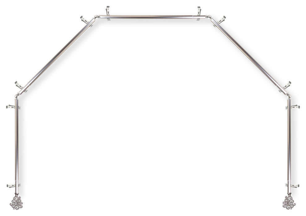 Fabritio 13/16" 5-Sided Bay Window Curtain Rod, Satin Nickel