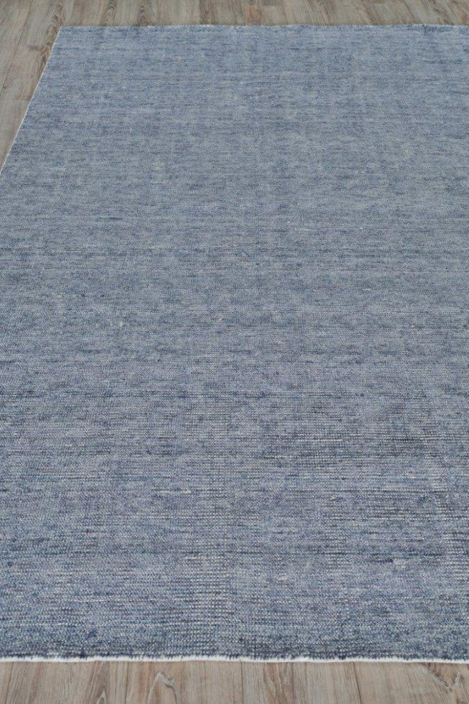 Catalina Handmade Hand Loomed Wool and Bamboo Silk Blue Area Rug, 5'x8'
