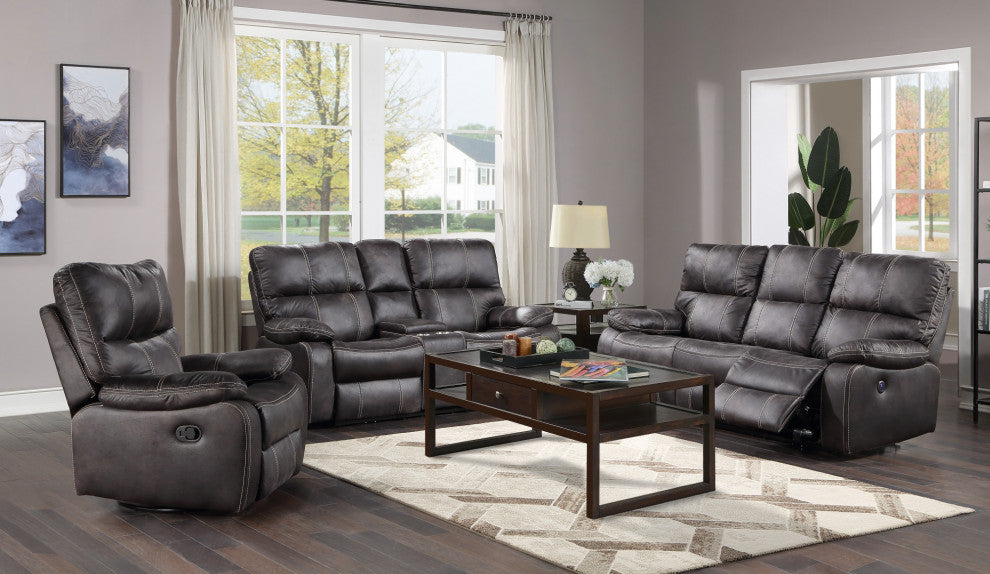 Kimberly Reclining Loveseat, Dark Graphite