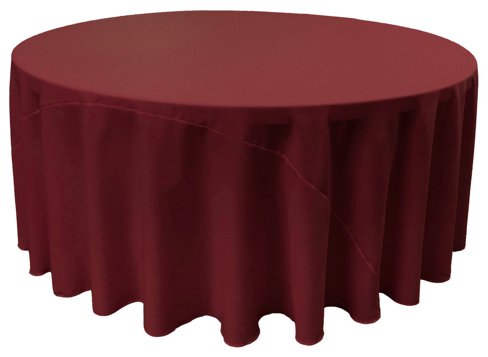 LA Linen Round Polyester Poplin, Burgundy, 132" Round