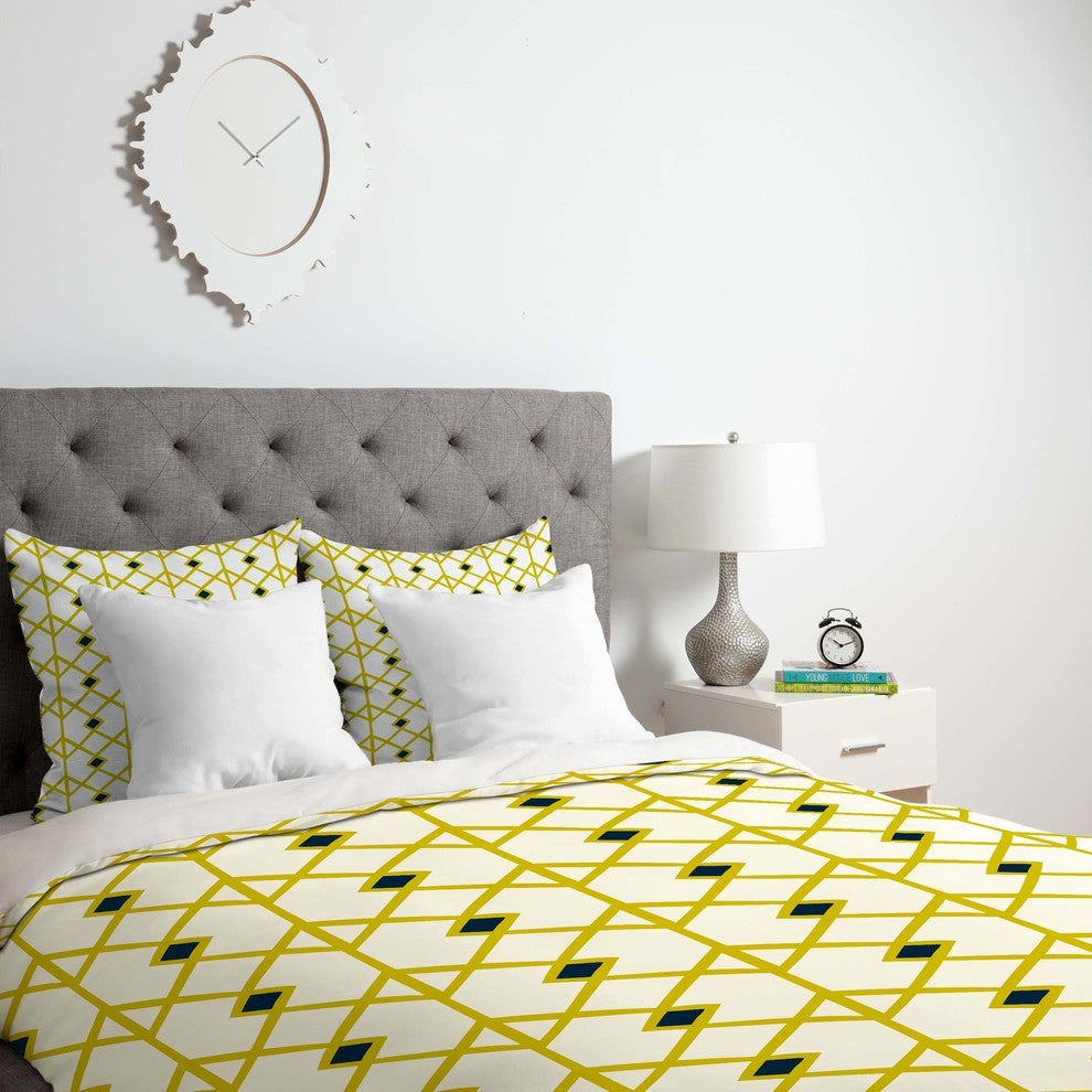 Deny Designs Heather Dutton Annika Diamond Citron Duvet Cover - Lightweight