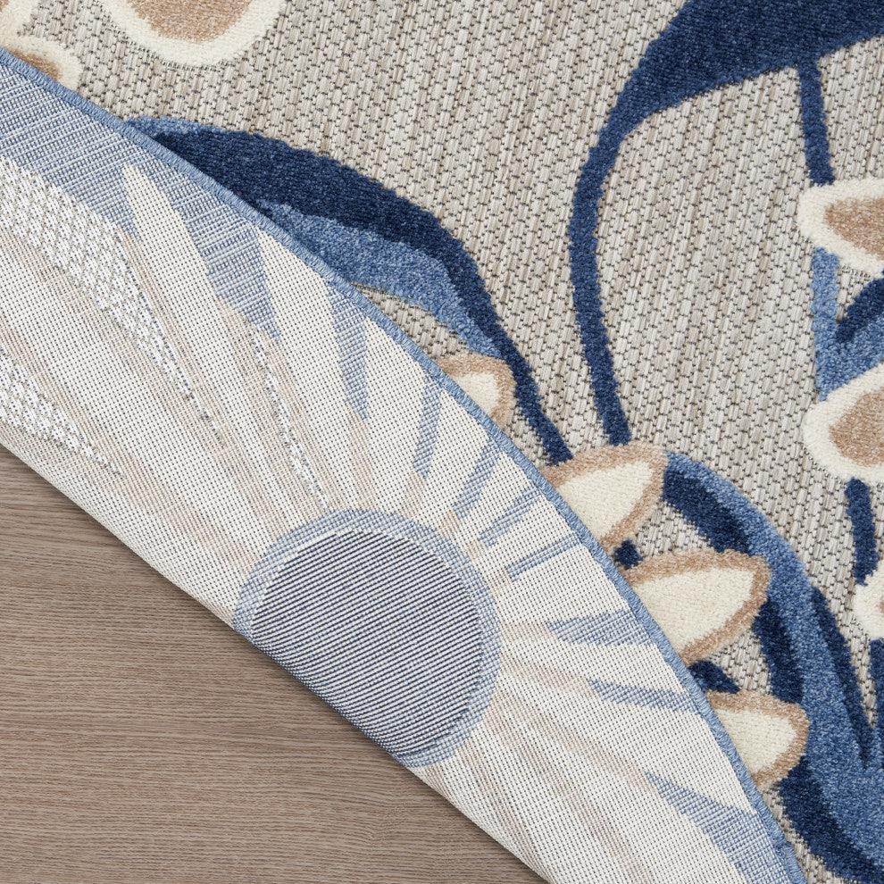 Nourison Aloha 7'10" Round Blue Grey Contemporary Area Rug