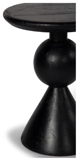 Kebab Solid Wood Side Table - Charcoal