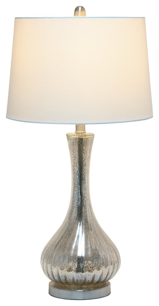 Lalia Home Speckled Mercury Tear Drop Table Lamp With White Fabric Shade
