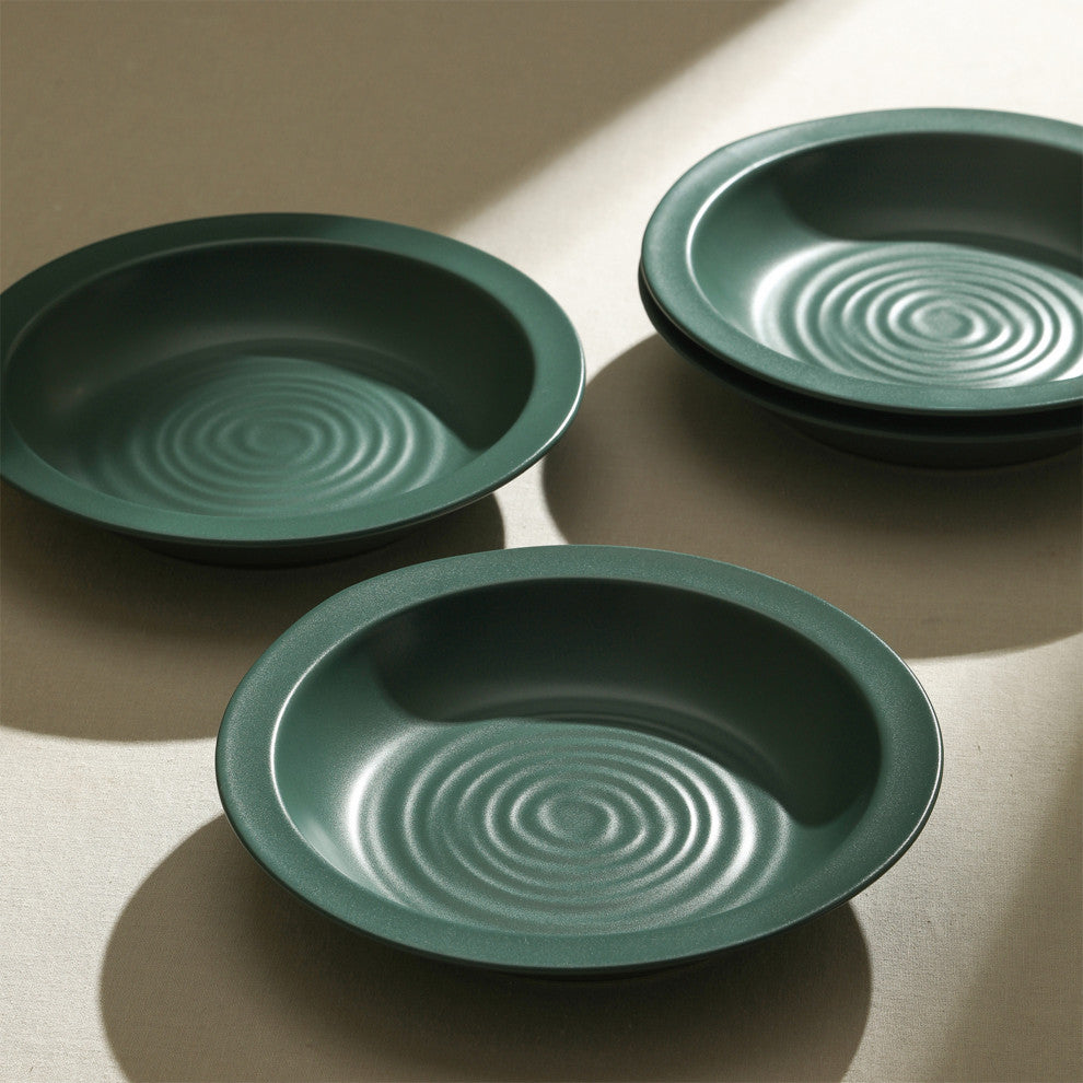 Stone Lain Orbit Stoneware Pasta Bowl Set of 4, Green