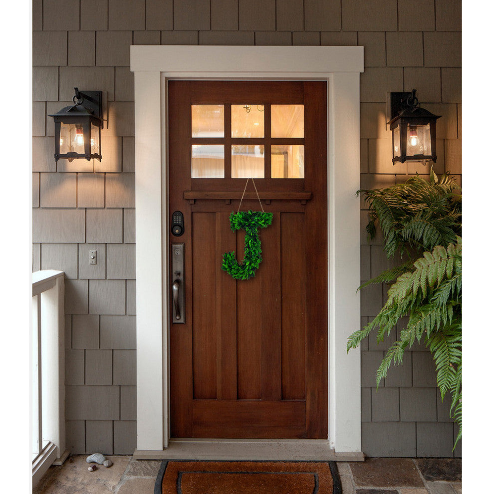 Modern Home 12" Real Preserved Boxwood Monogram Wreath Letters - Hashtag