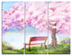 "Bench Under Flowering Peach Tree" Metal Wall Art, 3 Panels, 36"x28"